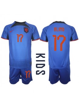 Billige Nederland Daley Blind #17 Bortedraktsett Barn VM 2022 Kortermet (+ Korte bukser)